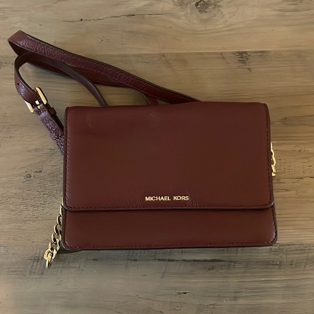 Michael Kors dark maroon crossbody purse!